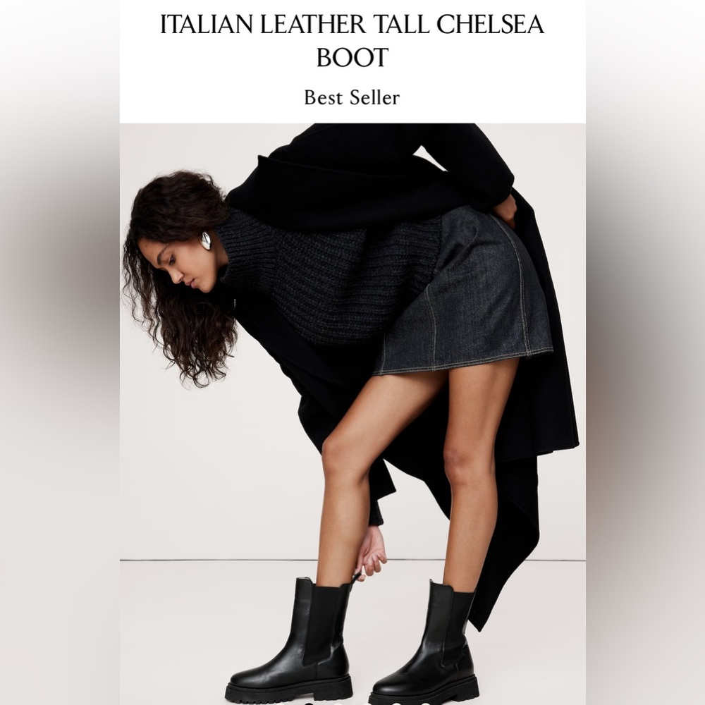 BANANA REPUBLIC ITALIAN LEATHER TALL CHELSEA BOOT - Picture 2 of 15